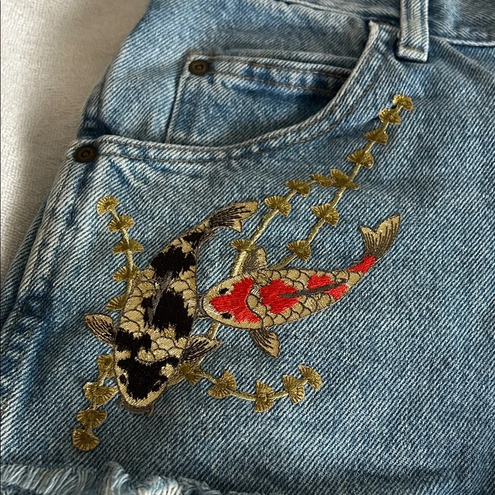 Wrangler jeans Fabulous Customized Goldfish Denim Cutoff Shorts - Picture 3 of 10